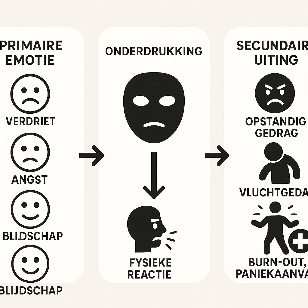 Primaire en secundaire emoties: hoe onderdrukte gevoelens zich kunnen uiten